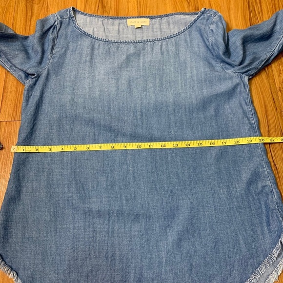 Cloth & Stone Chambray Blue Boho Bell Sleeve Top - Picture 10 of 12